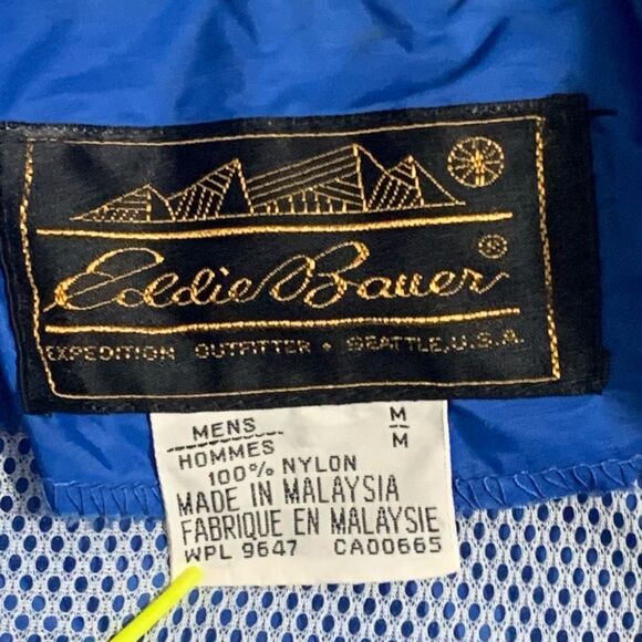 Vintage Eddie Bauer Men's Medium Blue Nylon Windbreaker‎ Parka Jacket Coat - Picture 2 of 6